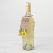 ヒマワリのバーラップの一見の素朴な結婚式のテーブル数 ボトルネックタグ (アングル)