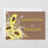 ヒマワリのバーラップの素朴な結婚式招待状カード 招待状 (裏面)