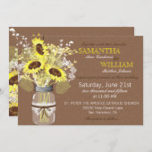 ヒマワリのバーラップの素朴な結婚式招待状カード 招待状 (正面/裏面)