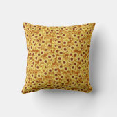 ヒマワリのパターン、金ゴールド、黄色および茶色 クッション (裏面)