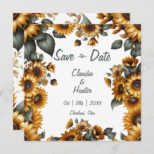 ヒマワリのパッチ日付の保存 セーブザデート (正面/裏面)