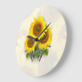 ヒマワリのヒマワリ ラージ壁時計 (傾斜)