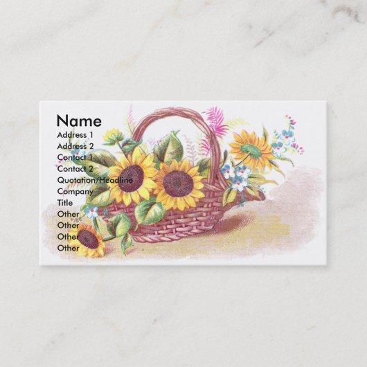 ヒマワリのビクトリア時代の人貿易カードのバスケット 名刺 (正面)