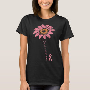 ヒマワリのピンクリボン乳がん生存者認識 Tシャツ
