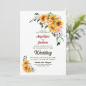 ヒマワリのピンク色のバラ結婚が自分の体に 招待状 (スタンド正面)