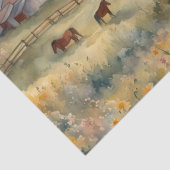 ヒマワリのフィールドの水色の馬 薄葉紙 (詳細)