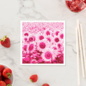 ヒマワリのフィールド – 明るい赤紫色ピンク スタンダードカクテルナプキン (インサイチュ)