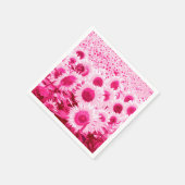ヒマワリのフィールド – 明るい赤紫色ピンク スタンダードカクテルナプキン (角)