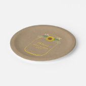 ヒマワリのブライダルシャワーの装飾、メーソンジャーのテーマ ペーパープレート (アングル)