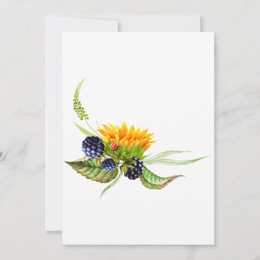 ヒマワリのベビーシャワーの招待状エレガントなBoho 招待状 (裏面)