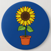 ヒマワリのポット 缶バッジ (正面)