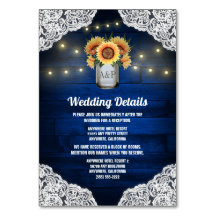 ヒマワリのメイスンジャーブルー結婚ウッドのインサートカード