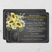 ヒマワリのメーソンジャーの黒板のブライダルシャワー 招待状 (正面/裏面)