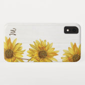 ヒマワリのモノグラムが付いている素朴な国の白い木 Case-Mate iPhoneケース (裏面(横))