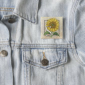 ヒマワリのモノグラムの芸術のためのS 缶バッジ (インサイチュ)