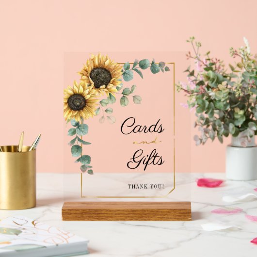 ヒマワリのユーカリのカードとギフト結婚ズ アクリルサイン (ウェディング)