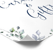 ヒマワリのユーカリのカードと結婚ギフトのサイン ポスター (角)