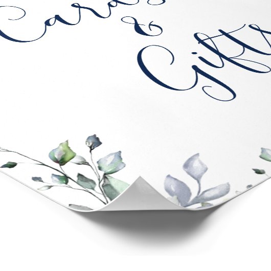 ヒマワリのユーカリのカードと結婚ギフトのサイン ポスター (角)