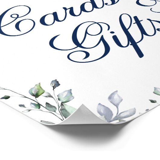 ヒマワリのユーカリのカードと結婚ギフトのサイン ポスター (角)