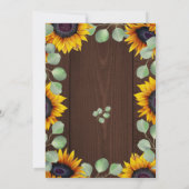 ヒマワリのユーカリの緑の素朴な木結婚の 招待状 (裏面)