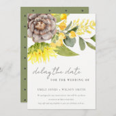 ヒマワリのユーカリ結婚プラの日の遅れ 招待状 (正面/裏面)