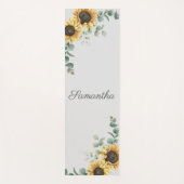 ヒマワリのユーカリ緑の台本パーソナライズされた ヨガマット (正面)