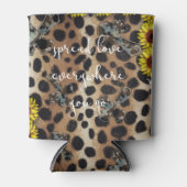 ヒマワリのレオパードプリントクロス昇華転写 缶クーラー (正面)