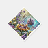 ヒマワリの上の小妖精 スタンダードカクテルナプキン (角)