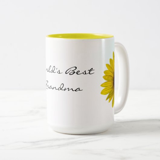 ヒマワリの世界で最も最高のな祖母のマグをかいま見ること ツートーンマグカップ (正面右)