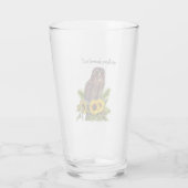 ヒマワリの付いた北のバーレッドのフクロウPint Glass Cup タンブラーグラス (裏面)