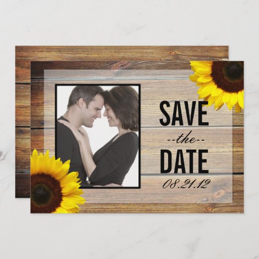 ヒマワリの保存日付の招待 セーブザデート (正面/裏面)