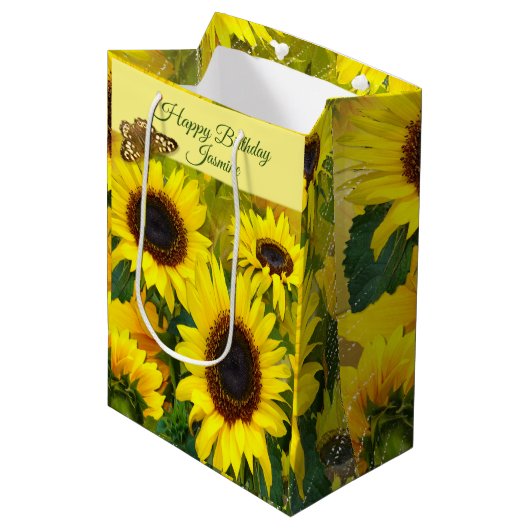 ヒマワリの個人用設定 ミディアムペーパーバッグ (正面アングル)