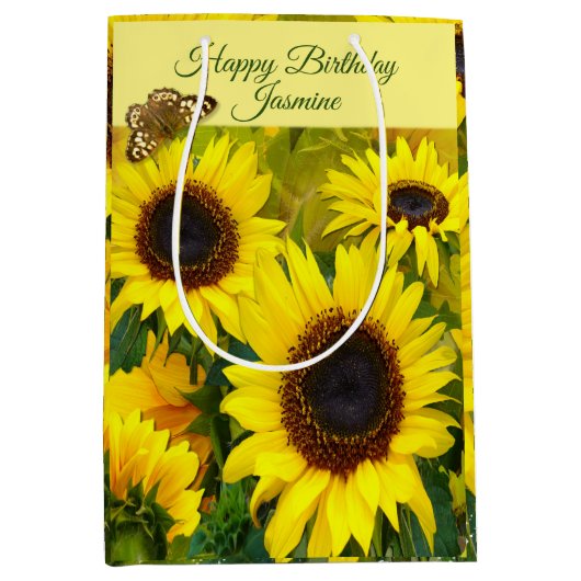 ヒマワリの個人用設定 ミディアムペーパーバッグ (正面)