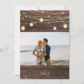 ヒマワリの写真と木とライト日付を保存 招待状 (裏面)