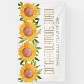 ヒマワリの卒業パーティーのお祝いの旗 横断幕 (縦)