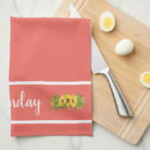 ヒマワリの台所タオル月曜日の曜日 キッチンタオル (四つ折り)