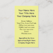 ヒマワリの名刺の黄色の青カード 名刺 (裏面)