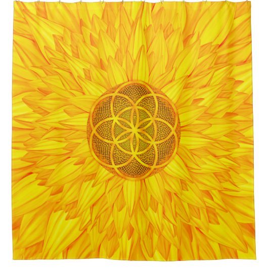 ヒマワリの命の種 – 神聖な幾何学 シャワーカーテン (正面)