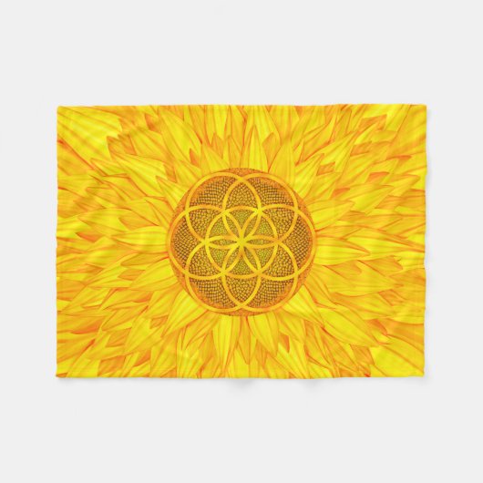 ヒマワリの命の種 – 神聖な幾何学 フリースブランケット (正面(横))