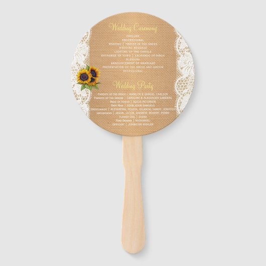 ヒマワリの国のバーラップ結婚レースの式 ハンドファン (裏面)