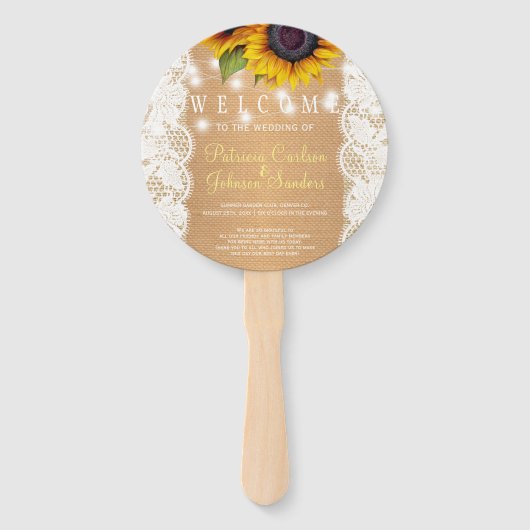 ヒマワリの国のバーラップ結婚レースの式 ハンドファン (正面)