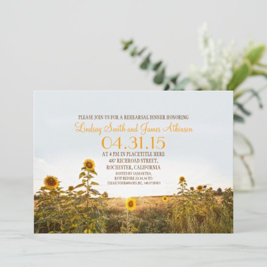 ヒマワリの国の素朴なリハーサルの夕食の招待 招待状 (スタンド正面)