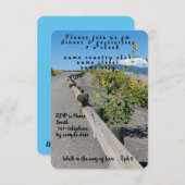 ヒマワリの国の西の山の道路のテーカジュアルブル 出欠カード (正面/裏面)