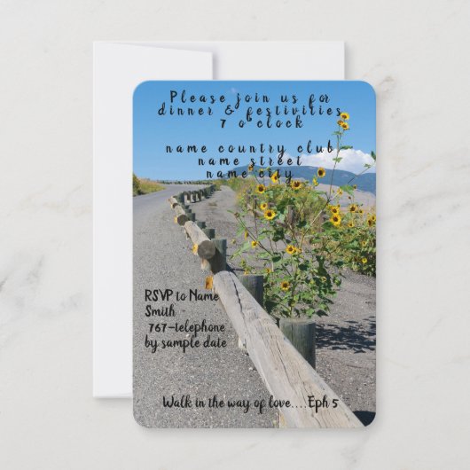 ヒマワリの国の西の山の道路のテーカジュアルブル 出欠カード (正面)