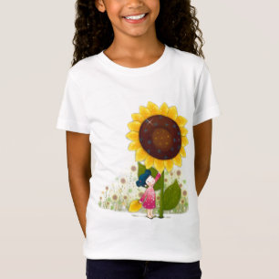 ヒマワリの女の子のワイシャツ Tシャツ