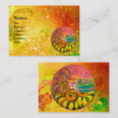 ヒマワリの妖精の黄色いピンクの茶色のきらめき 名刺 (正面/裏面)