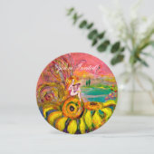 ヒマワリの妖精の黄色いピンクの輝き 招待状 (スタンド正面)