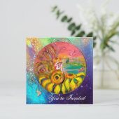 ヒマワリの妖精の黄色いピンクの輝き 招待状 (スタンド正面)