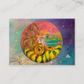 ヒマワリの妖精の黄色いピンクの青いきらめき 名刺 (裏面)