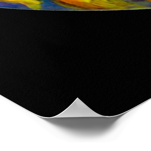 ヒマワリの妖精の黄色のピンクの黒 ポスター (角)